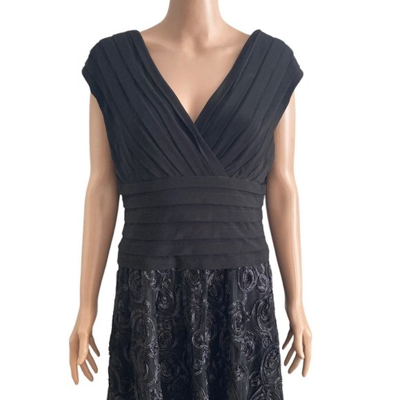 Adriana Papell Cocktail Dress Womens Size 16 Plus Size Black Lace - Picture 6 of 13